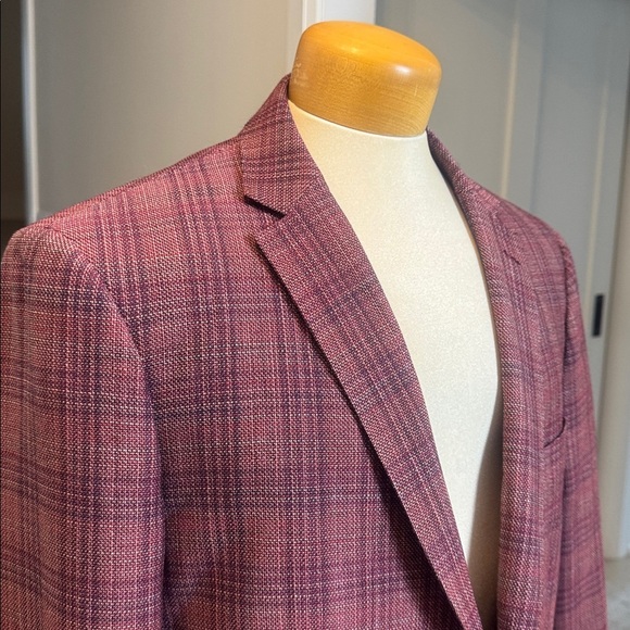 Mantoni Men's Purple Plaid Blazer Wrinkle Free Fabrics 44R - Picture 2 of 10